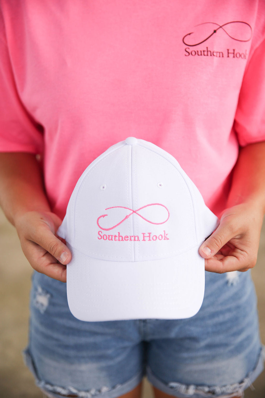 White and Pink Baseball Cap